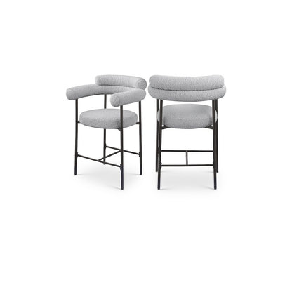 Blake Grey Boucle Fabric Counter Stool, Set of 2