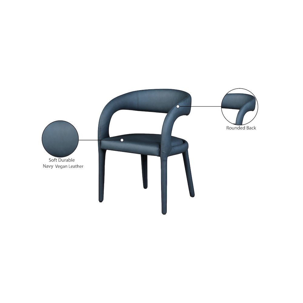 Sylvester Navy Vegan Leather Dining Chair