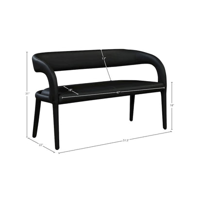 Sylvester Black Vegan Leather Bench