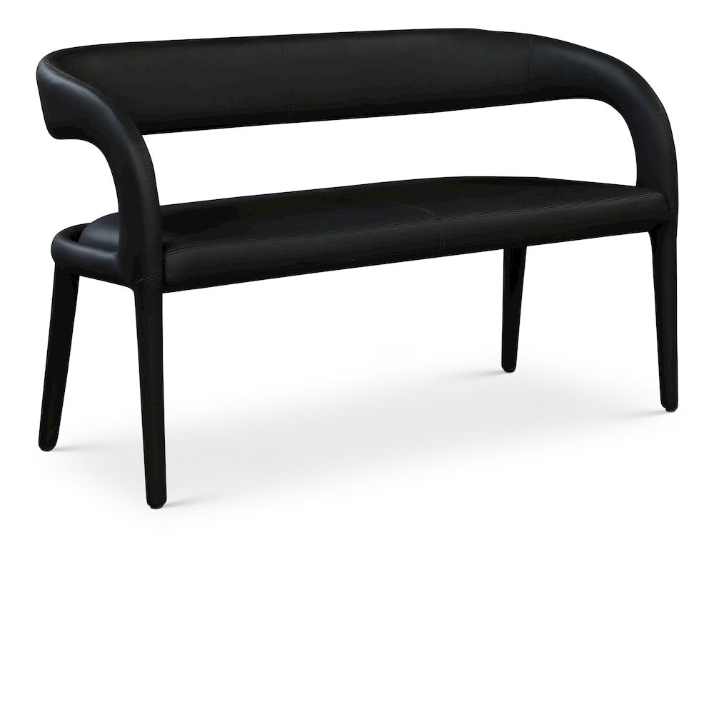 Sylvester Black Vegan Leather Bench