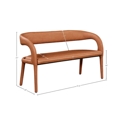 Sylvester Cognac Vegan Leather Bench