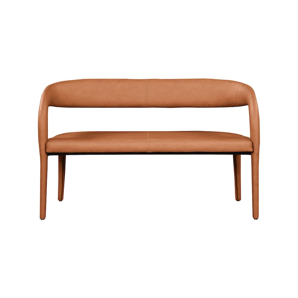 Sylvester Cognac Vegan Leather Bench