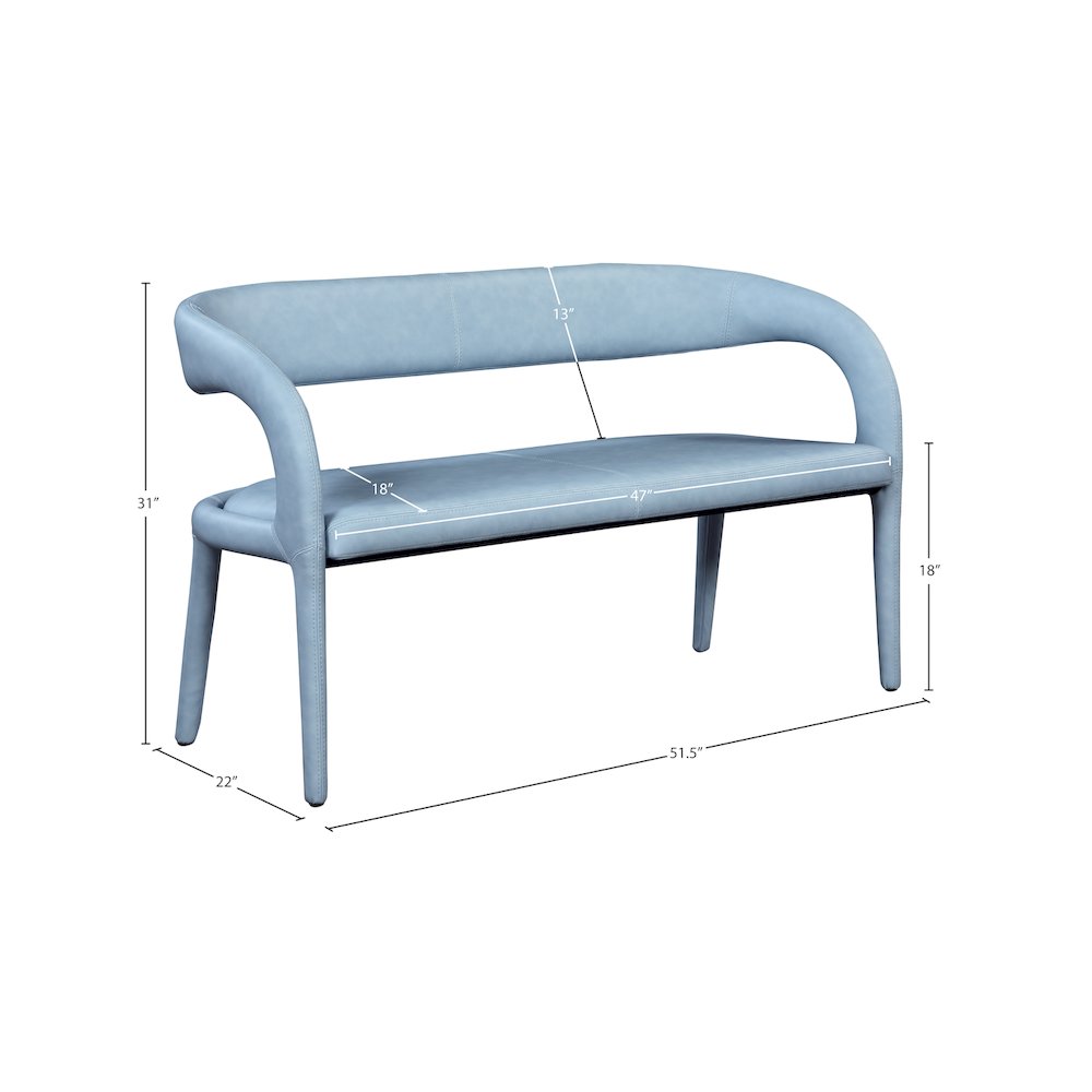 Sylvester Light Blue Vegan Leather Bench