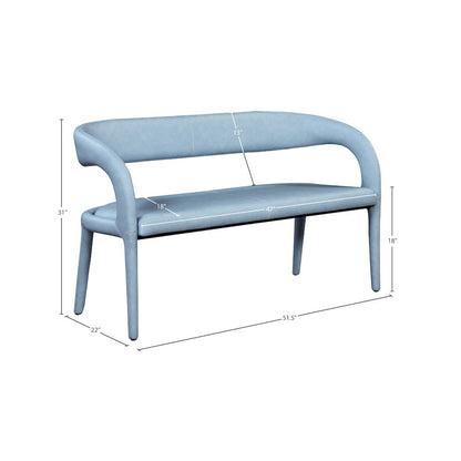 Sylvester Light Blue Vegan Leather Bench