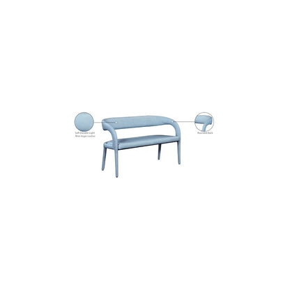 Sylvester Light Blue Vegan Leather Bench