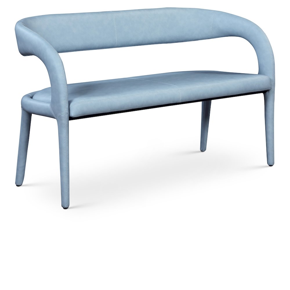 Sylvester Light Blue Vegan Leather Bench