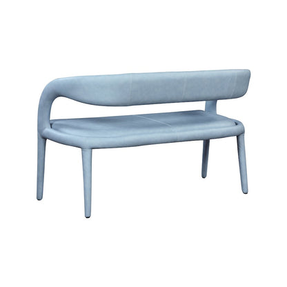 Sylvester Light Blue Vegan Leather Bench