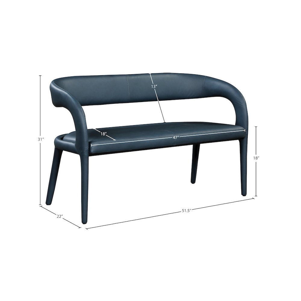 Sylvester Navy Vegan Leather Bench