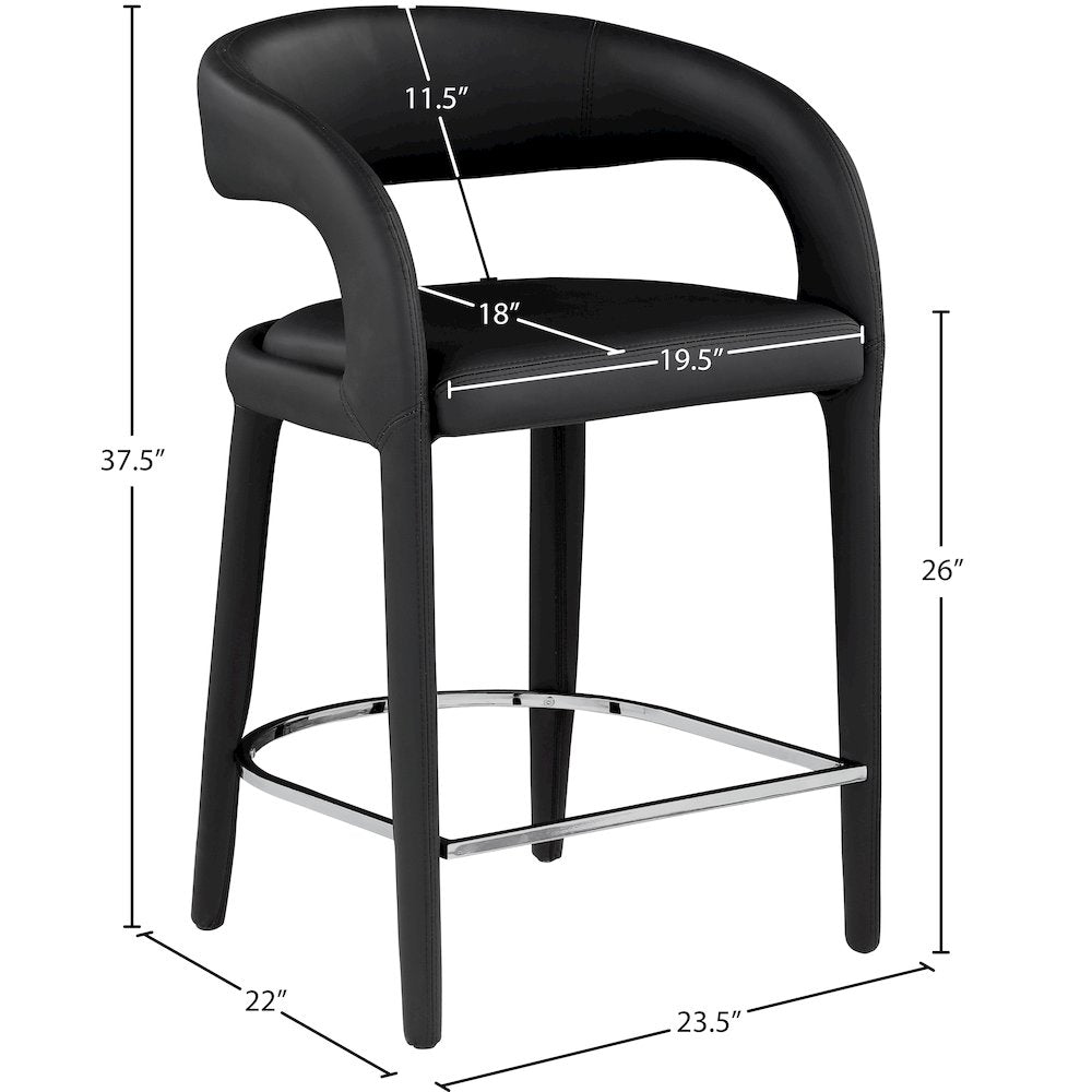 Sylvester Black Vegan Leather Stool