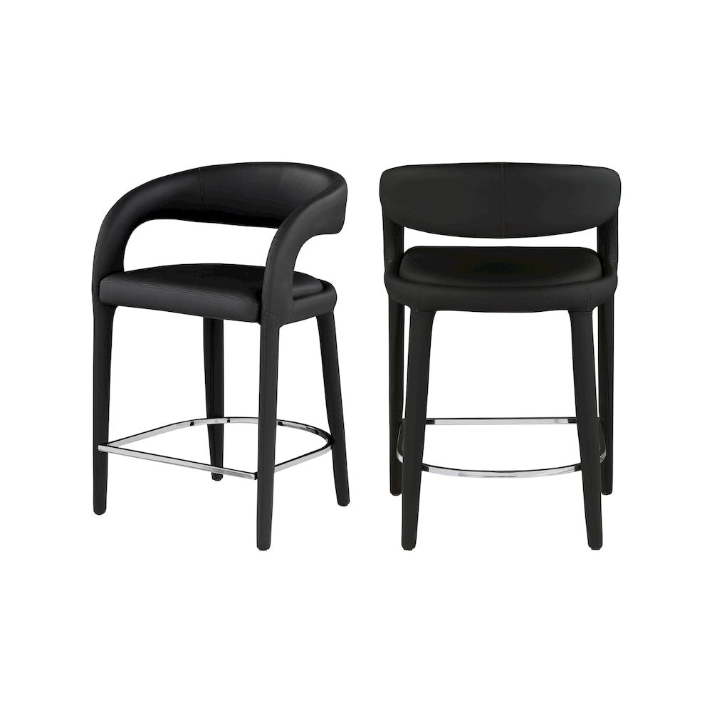 Sylvester Black Vegan Leather Stool