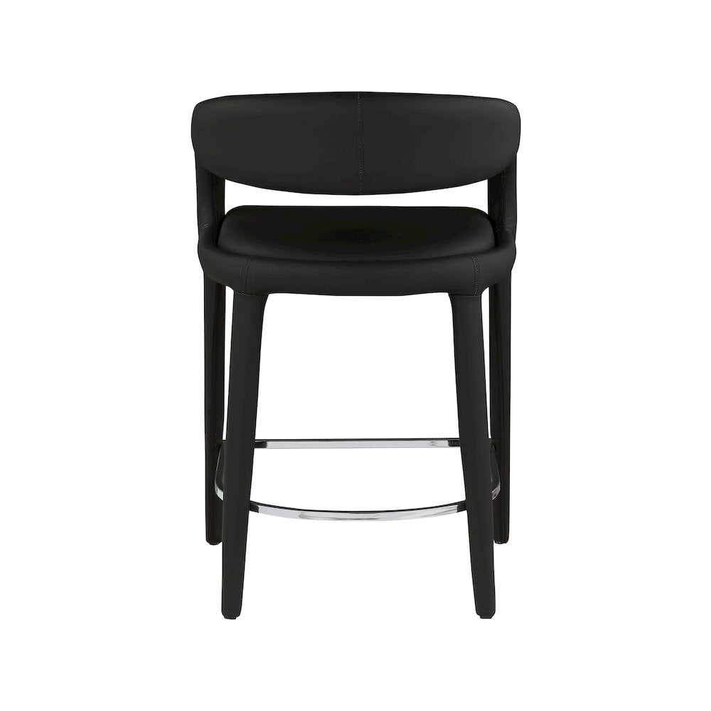 Sylvester Black Vegan Leather Stool