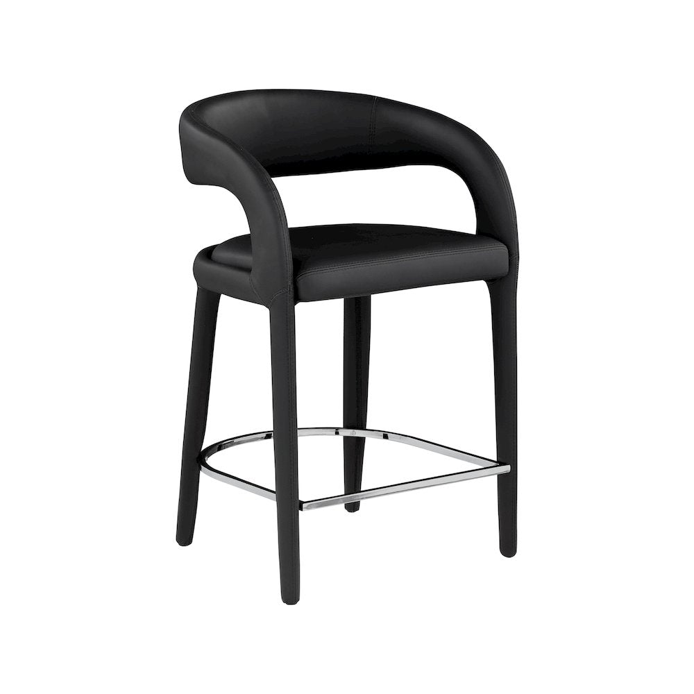 Sylvester Black Vegan Leather Stool