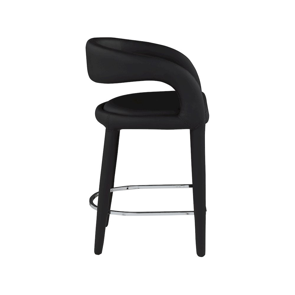 Sylvester Black Vegan Leather Stool