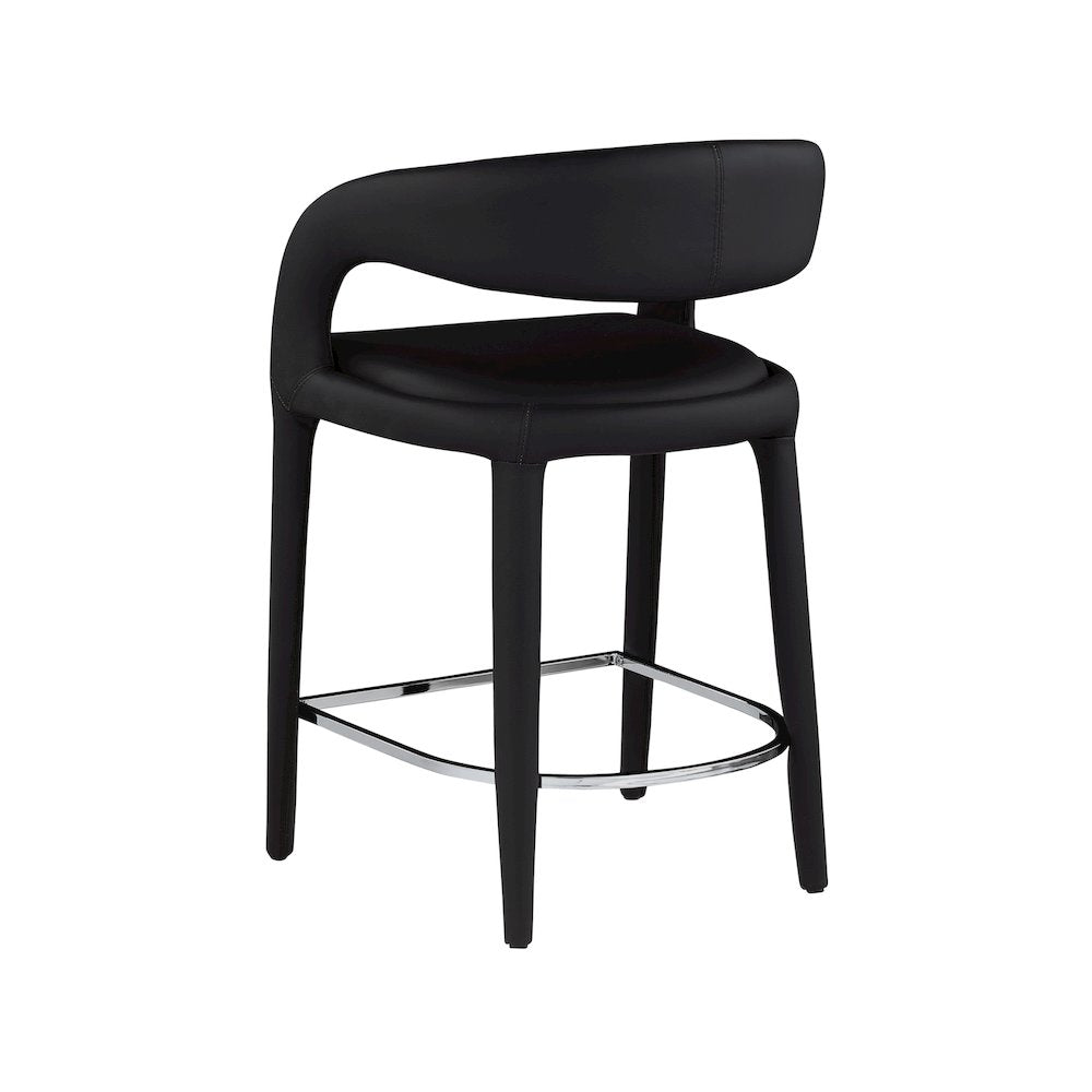 Sylvester Black Vegan Leather Stool