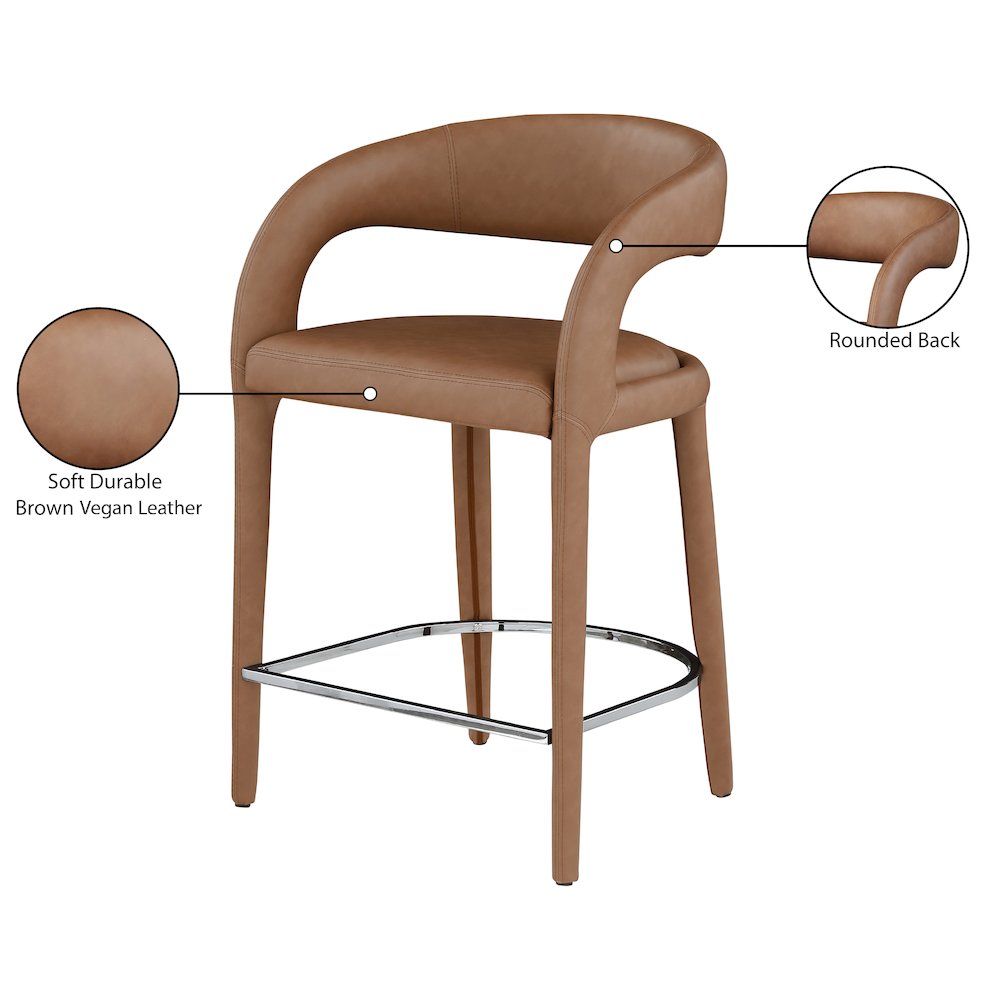 Sylvester Brown Vegan Leather Stool