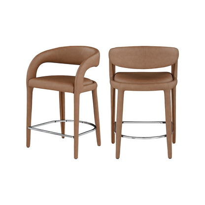 Sylvester Brown Vegan Leather Stool