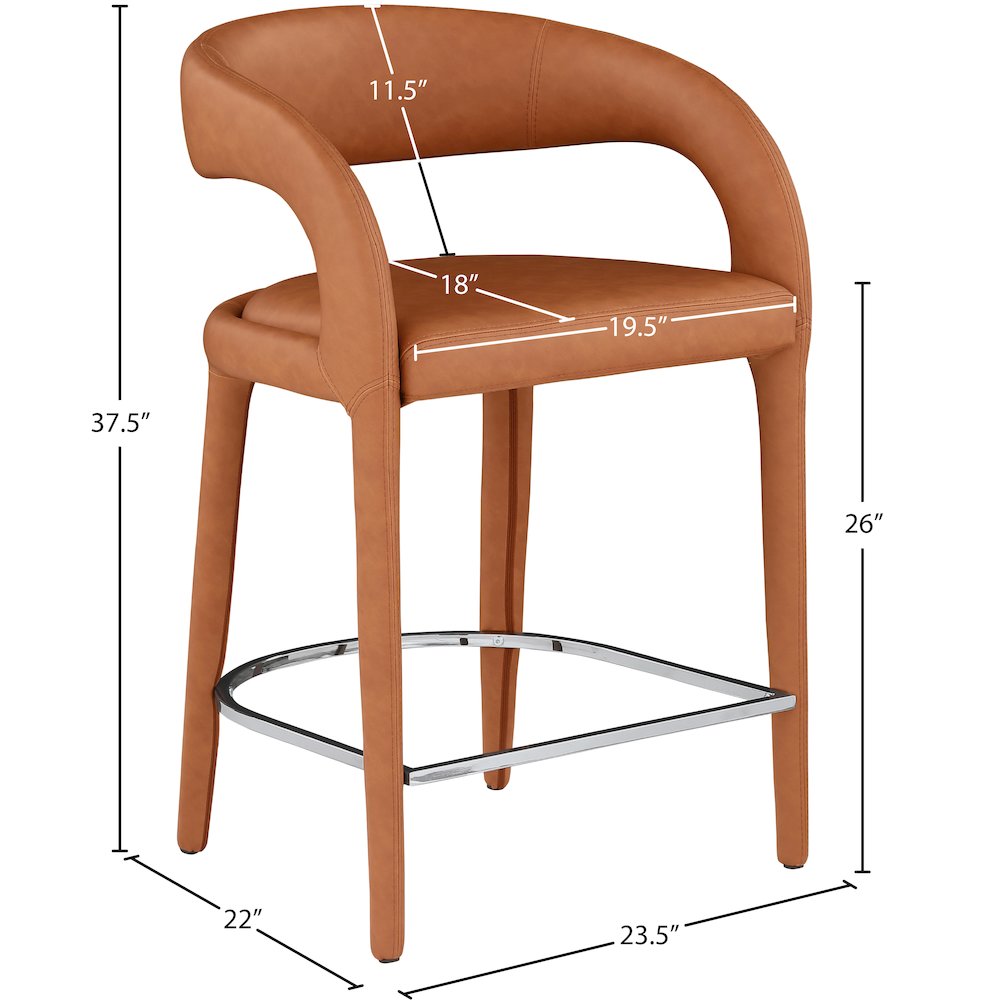 Sylvester Cognac Vegan Leather Stool