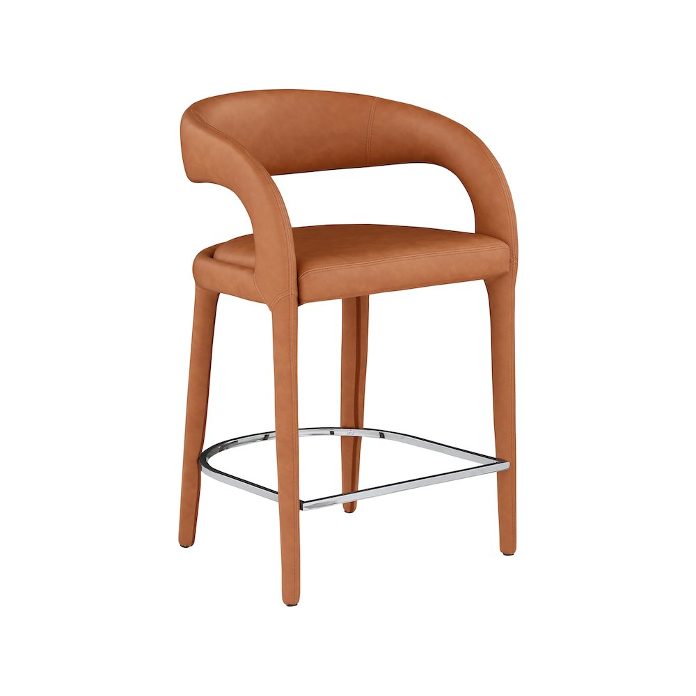 Sylvester Cognac Vegan Leather Stool