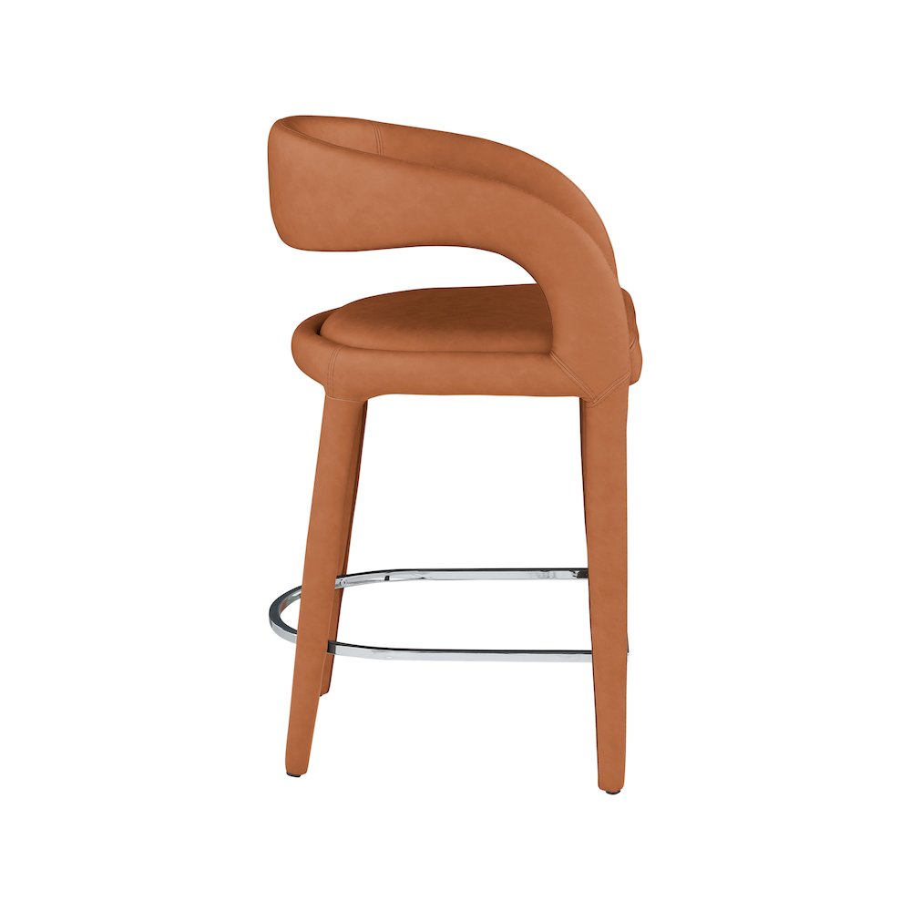 Sylvester Cognac Vegan Leather Stool