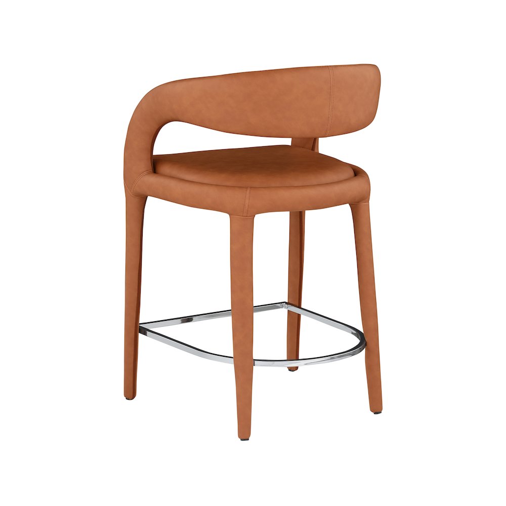 Sylvester Cognac Vegan Leather Stool