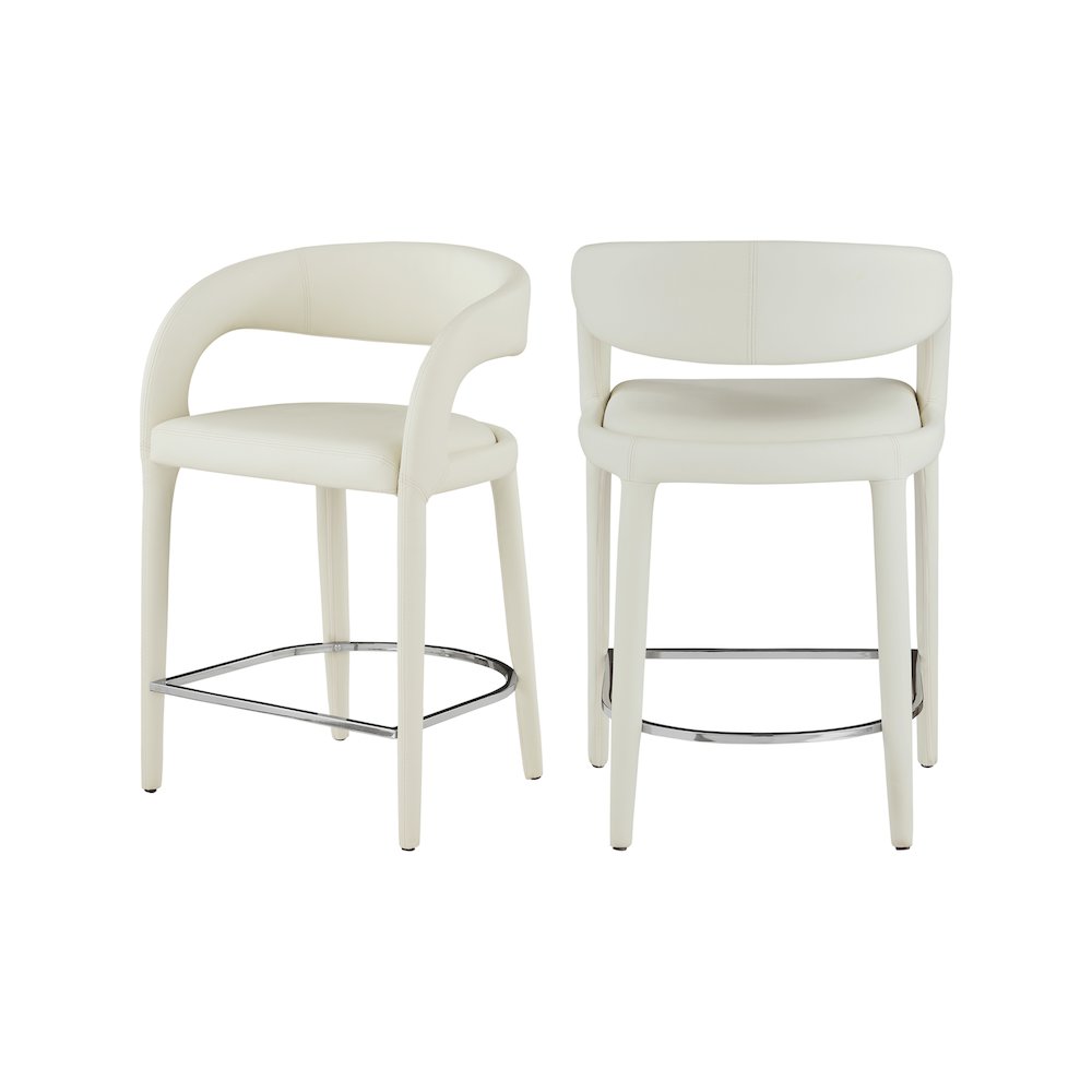 Sylvester Cream Vegan Leather Stool