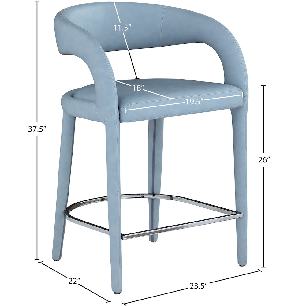 Sylvester Light Blue Vegan Leather Stool