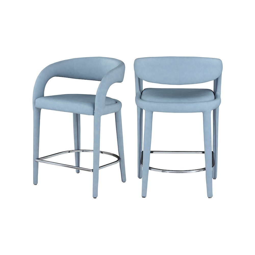 Sylvester Light Blue Vegan Leather Stool