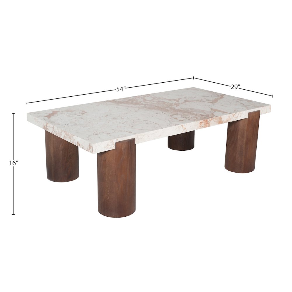 Campania Cream Marble And Oak Wood Coffee Table