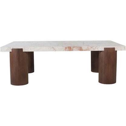 Campania Cream Marble And Oak Wood Coffee Table