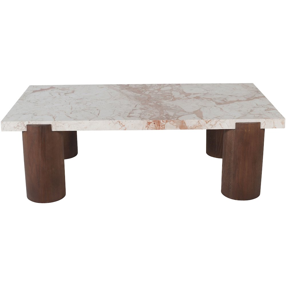 Campania Cream Marble And Oak Wood Coffee Table