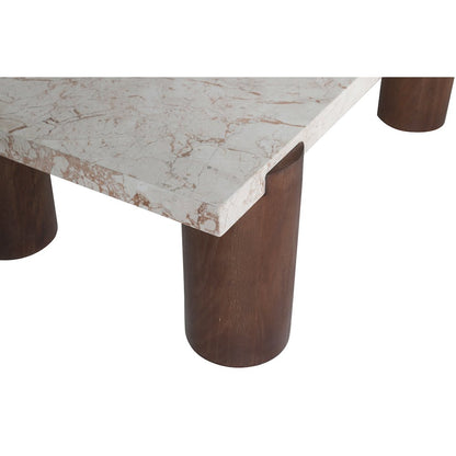 Campania Cream Marble And Oak Wood Coffee Table