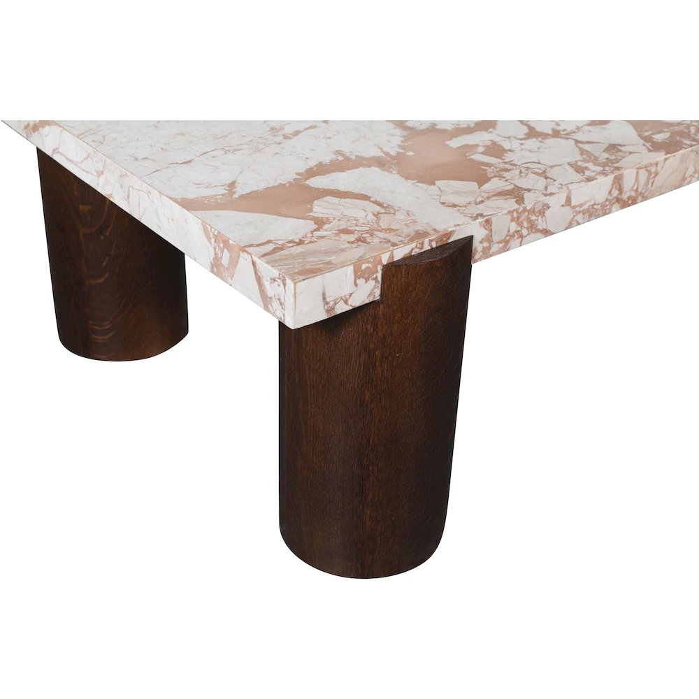 Campania Cream Marble And Oak Wood Coffee Table
