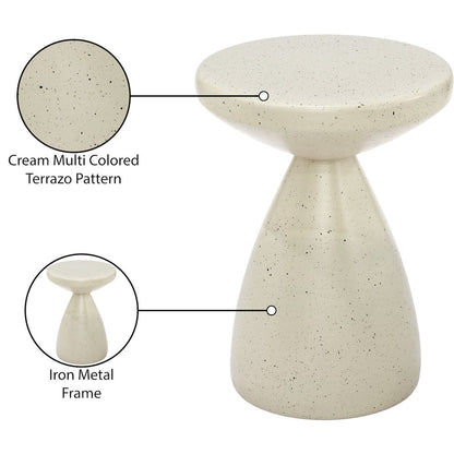 Anika Cream Iron Terrazzo End Table