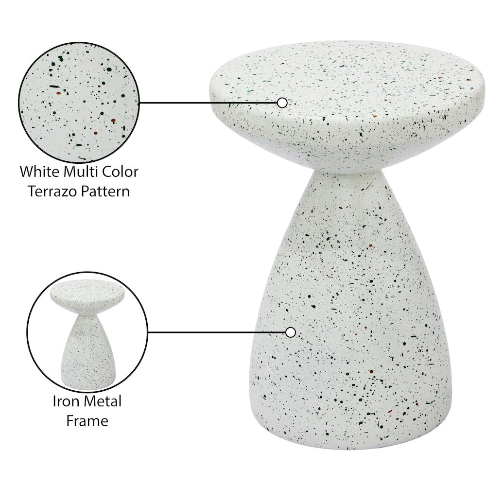 Anika White Iron Terrazzo End Table