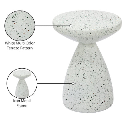 Anika White Iron Terrazzo End Table