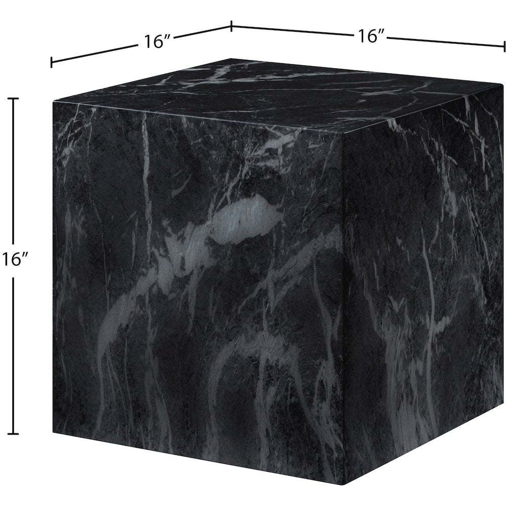 Piazza Black Marble Finish Concrete End Table