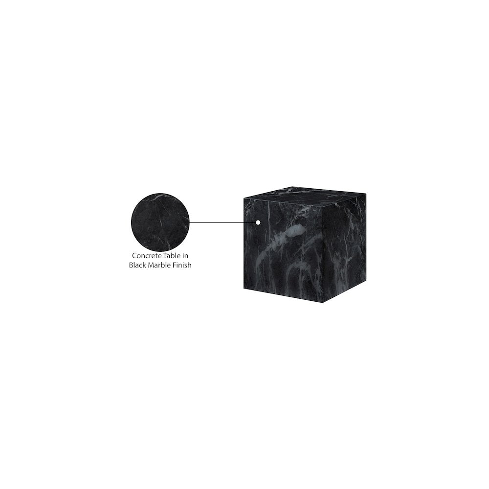 Piazza Black Marble Finish Concrete End Table