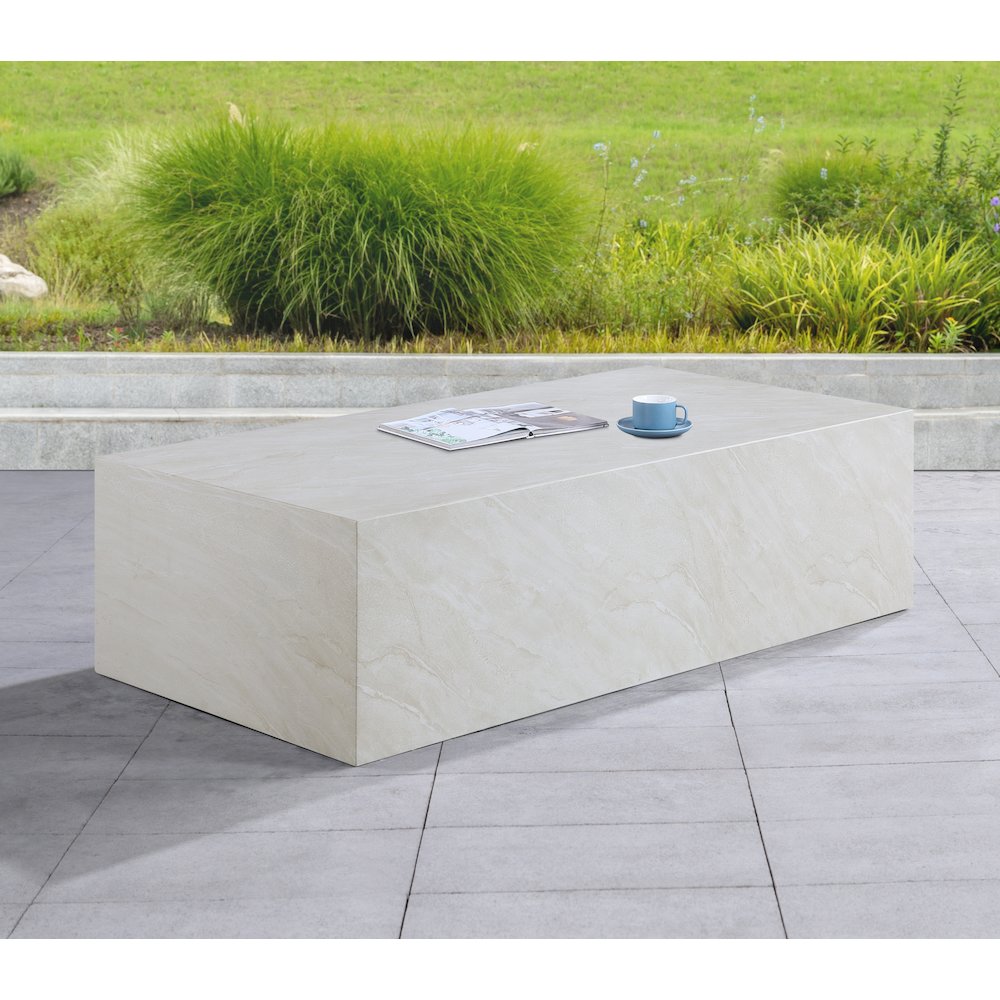 Piazza White Marble Finish Concrete Coffee Table
