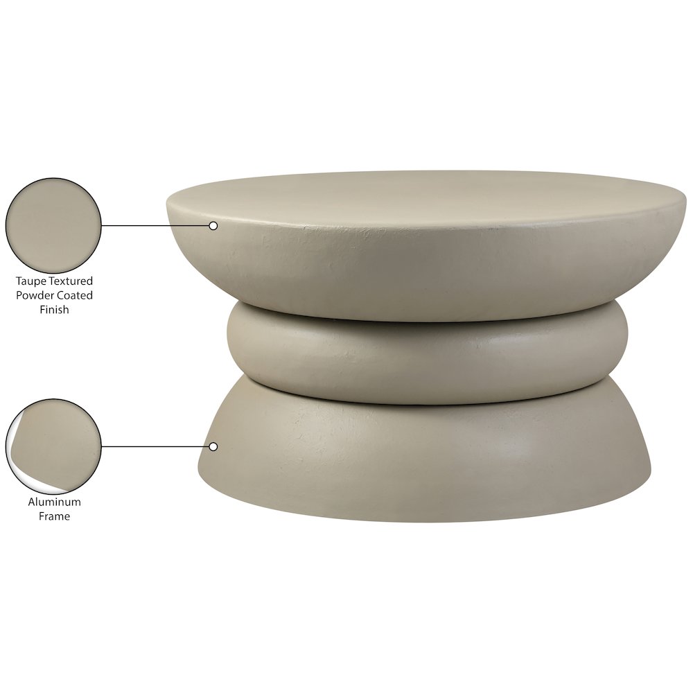 Collins Taupe Aluminum Coffee Table