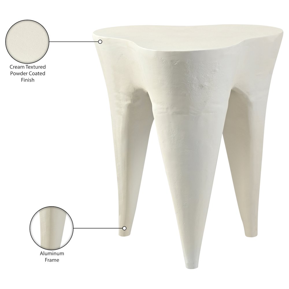 Bourges Cream Aluminum End Table, Cream
