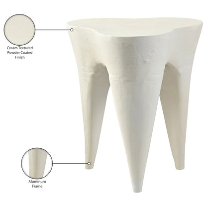 Bourges Cream Aluminum End Table, Cream