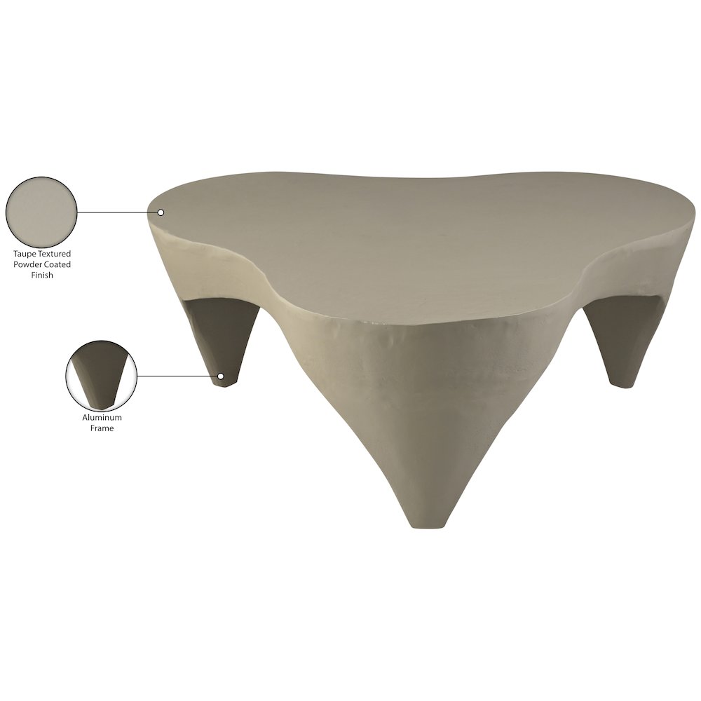 Bourges Taupe Aluminum Coffee Table, Taupe