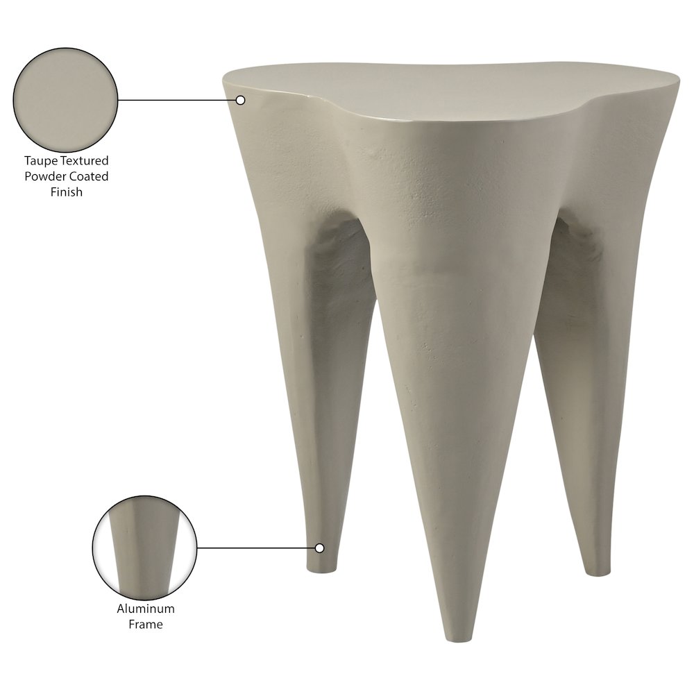 Bourges Taupe Aluminum End Table, Taupe