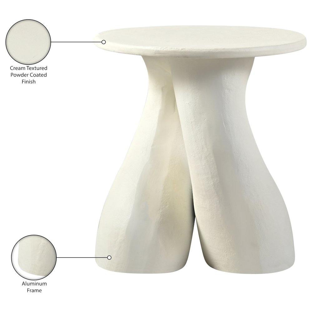 Talence Cream Aluminum End Table, Cream