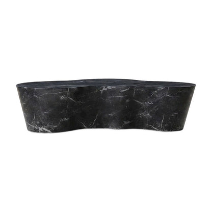 Black Marble Finish Concrete Coffee Table with Art Deco Style and Flat Legs