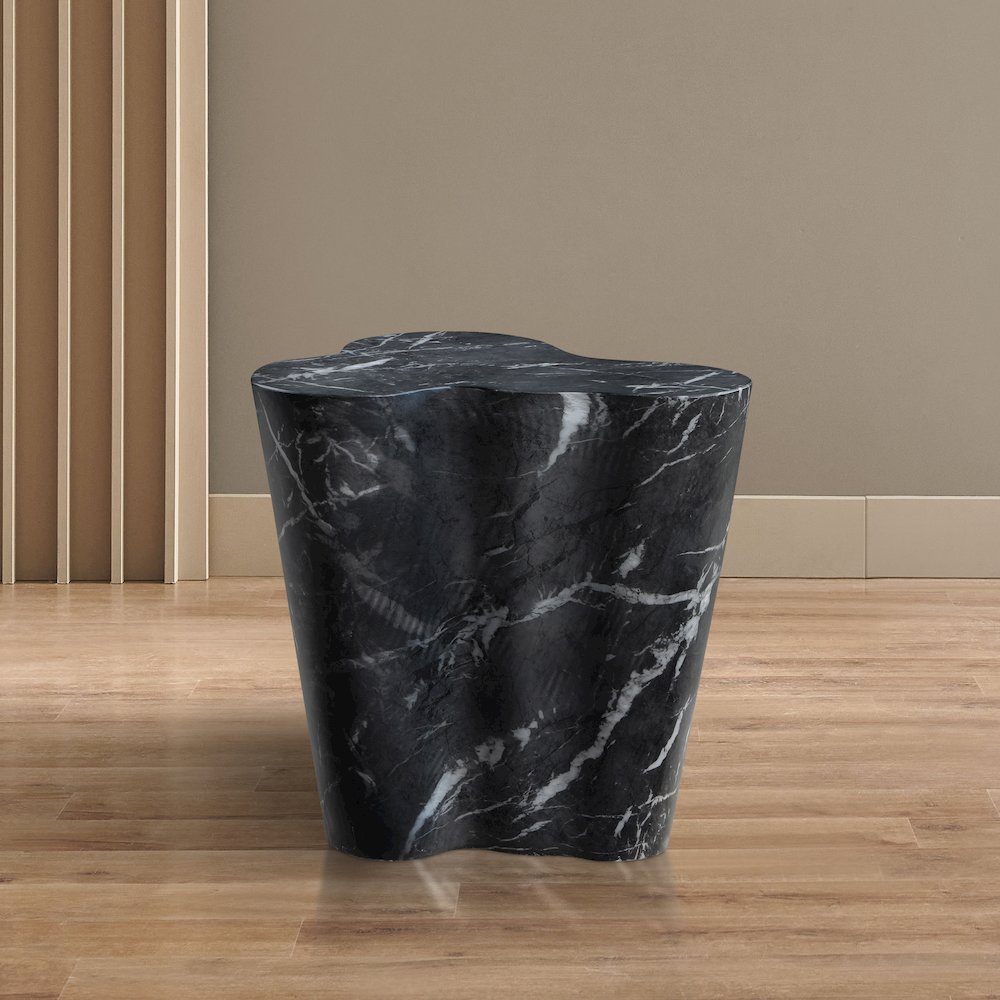 Monza Black Marble Finish Concrete End Table