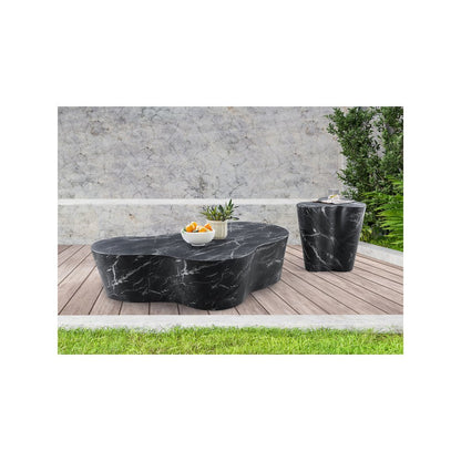 Monza Black Marble Finish Concrete End Table