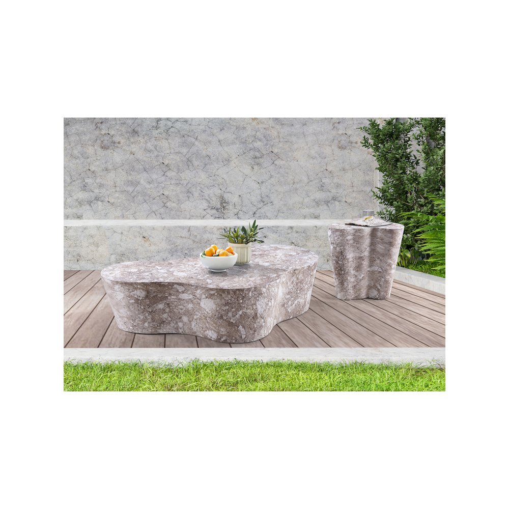 Monza Brown Marble Finish Concrete End Table