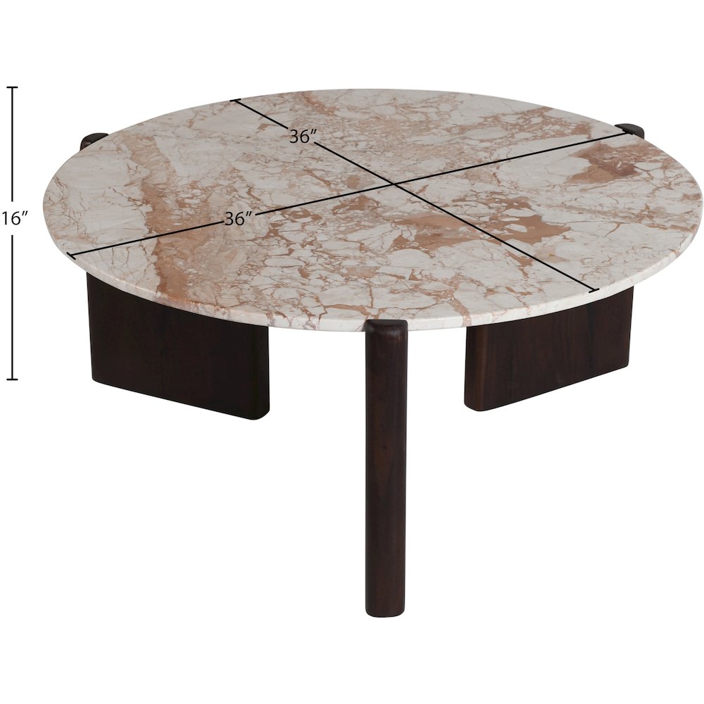 Varenna Cream Marble Top And Acacia Wood Base Coffee Table