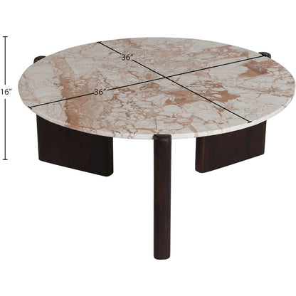 Varenna Cream Marble Top And Acacia Wood Base Coffee Table